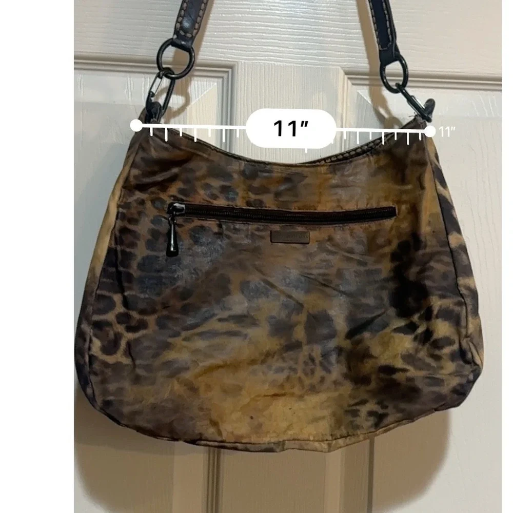 Plinio Visona Leopard‎ Print Hobo Bag Brown Tan Made in Italy Shoulder Bag 11x11